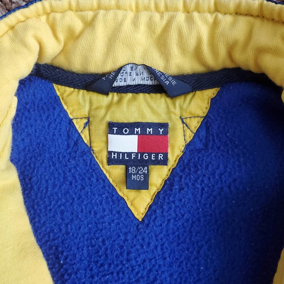 VTG Early Y2k Tommy Hilfiger Colorblock Full Zip Fleece Jacket Sz 18-24M - Picture 4 of 6
